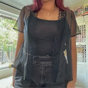vintage black overlay blouse